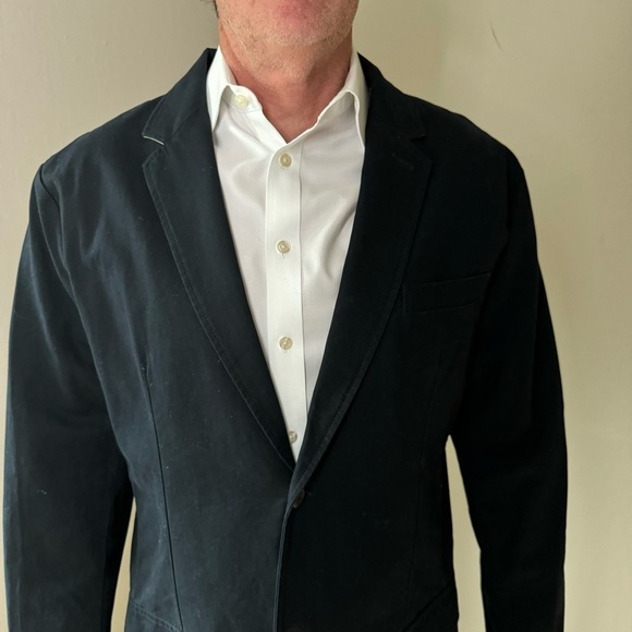 NWT STAFFORD PREP 2 Button Blazer 100% Cotton Navy Blue White Striped Lining - Picture 4 of 16